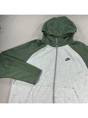 NIKE Tech Fleece Hoodie 2XL Mens Green Black Full Zip Jacket Hooded Long Sleeve